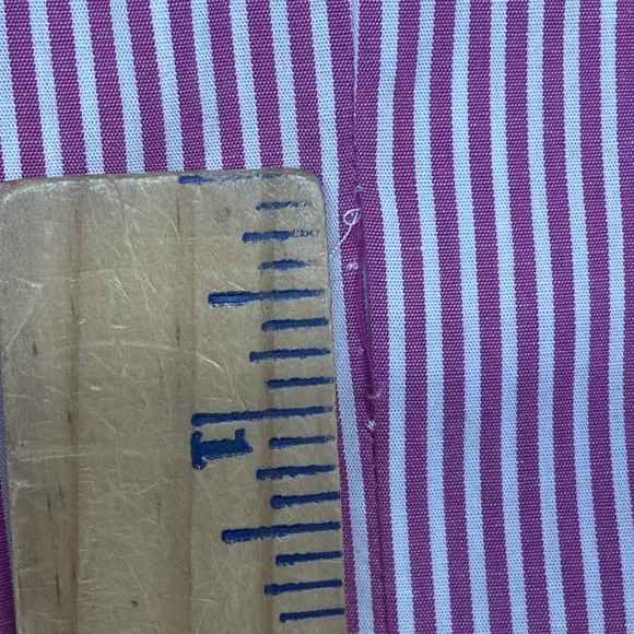 J Crew Top Petite Small Striped Ruffle Button Up Shirt Berry Ivory Cotton CN063 - Picture 14 of 15